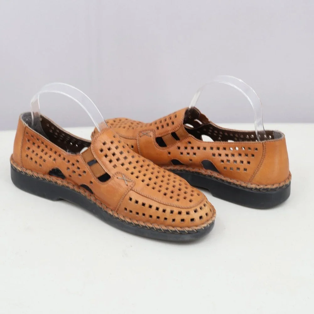 Rieker Antistress Loafers Women 42 Brown Leather Perforated Slip On Classic